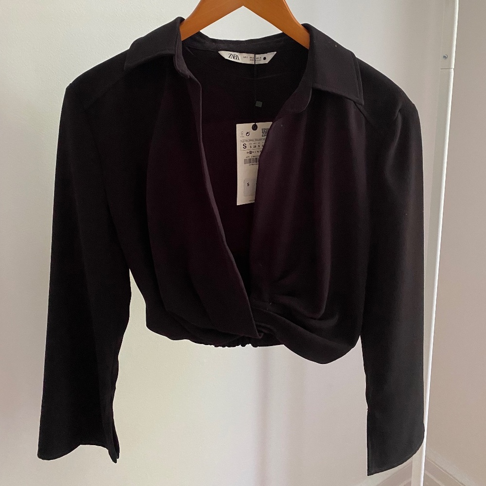 Zara Cropped Shirt Top